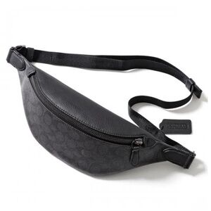 Coach Charter 7 Belt Bag in Signature Canvas & Pebble Leather Charcoal/Black NWT